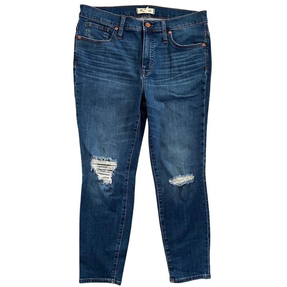 Madewell 9 High-Rise Skinny Crop Distressed Jeans Blue Size 31P Petite